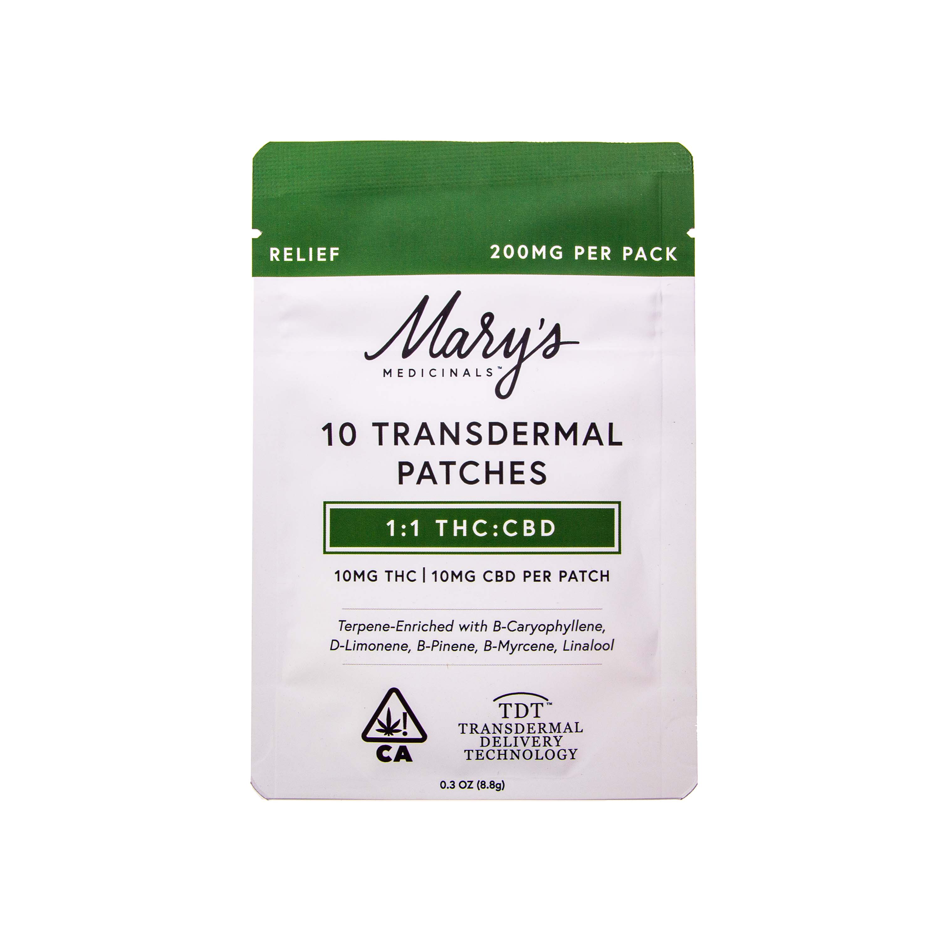 Photograph of product: Mary's Medicinals | Transdermal Patches (10 Pack - 1:1 CBD:TH-oui - 200mg Total)
