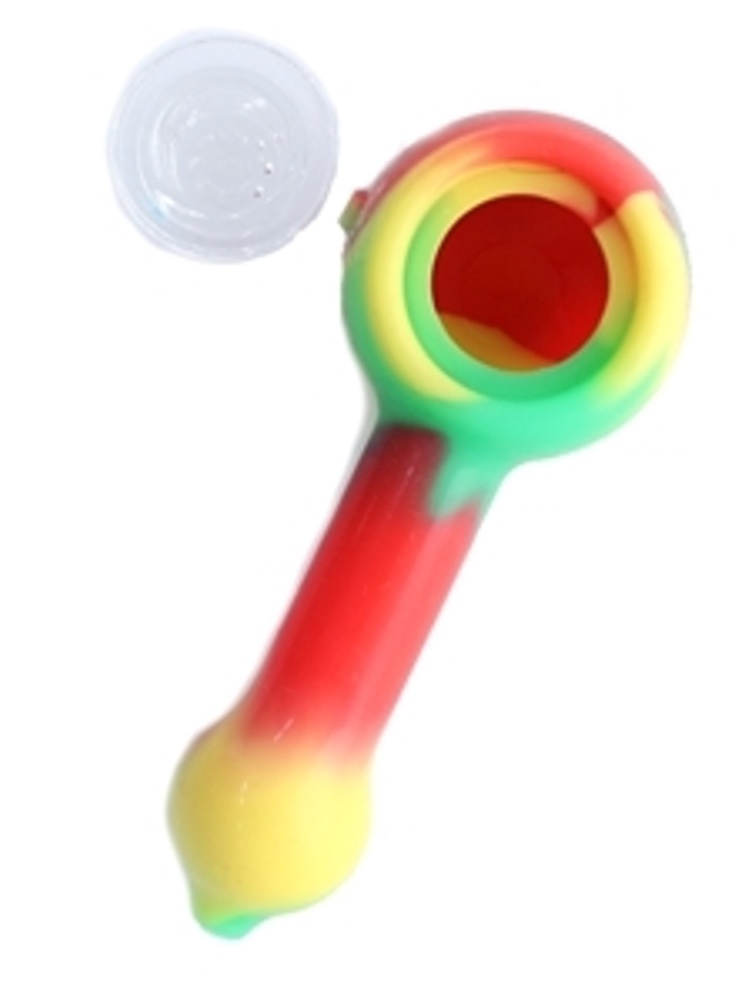 Photograph of product: 4.25" Silicone Honeycomb Hand Pipe With Glass Bowl and Dabber