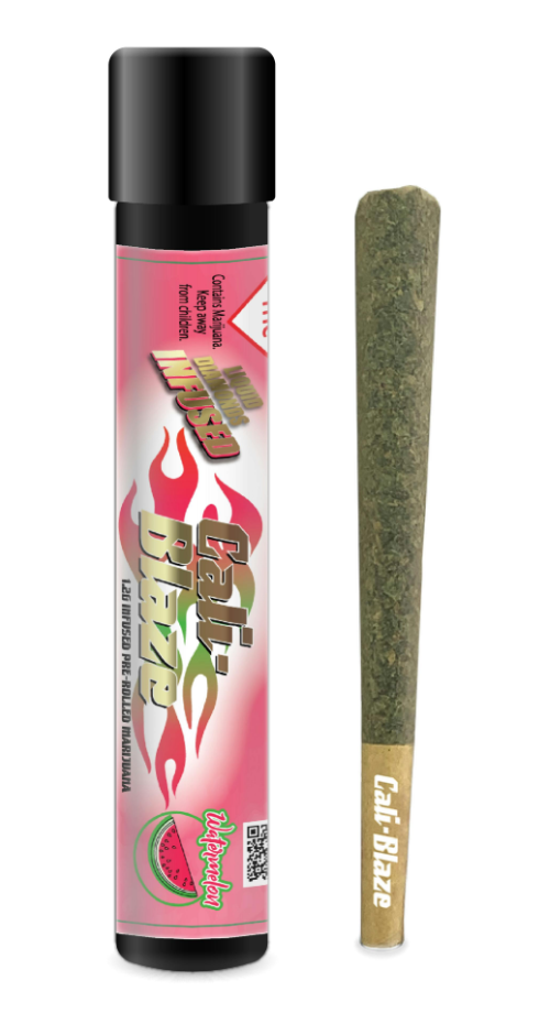 Photograph of product: CALI-BLAZE WATERMELON LIQUID DIAMONDS INFUSED PREROLL 1.2G
