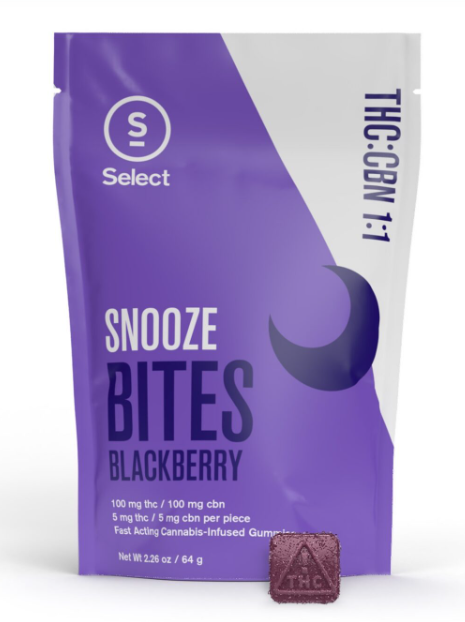 Photograph of product: Blackberry Snooze Bites 1:1 - Gummies (TH-oui:CBN) (100mg)