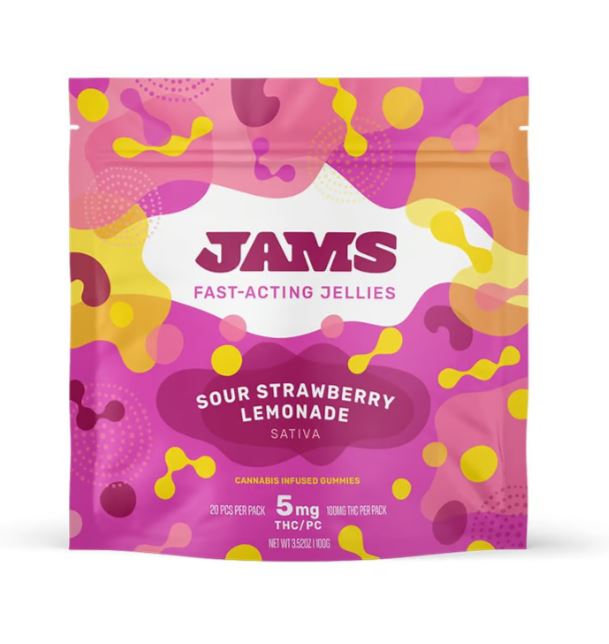 Photograph of product: JAMS | Sour Strawberry Lemonade Jellies 100mg
