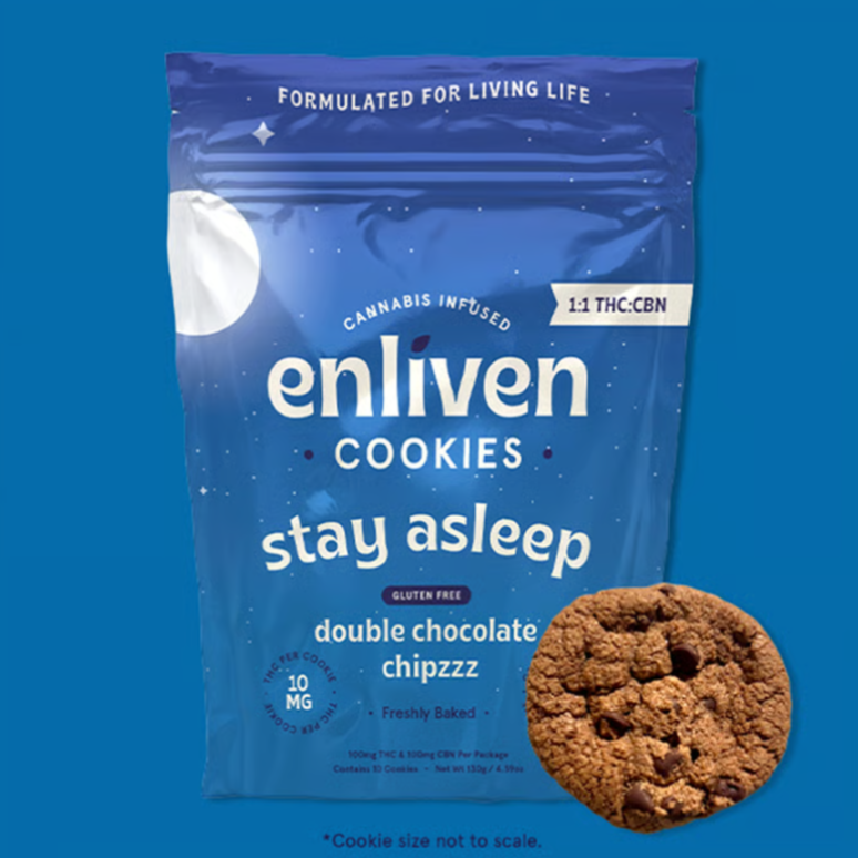 Photograph of product: Enliven | Double Chocolate Chipzzz 1:1 TH-oui:CBN - 10pk | Edible