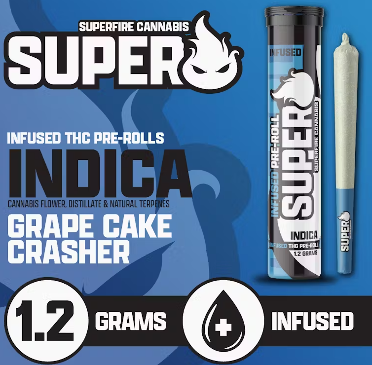 Photograph of product: SuperFire Infused PreRoll | Grape Cake Crasher