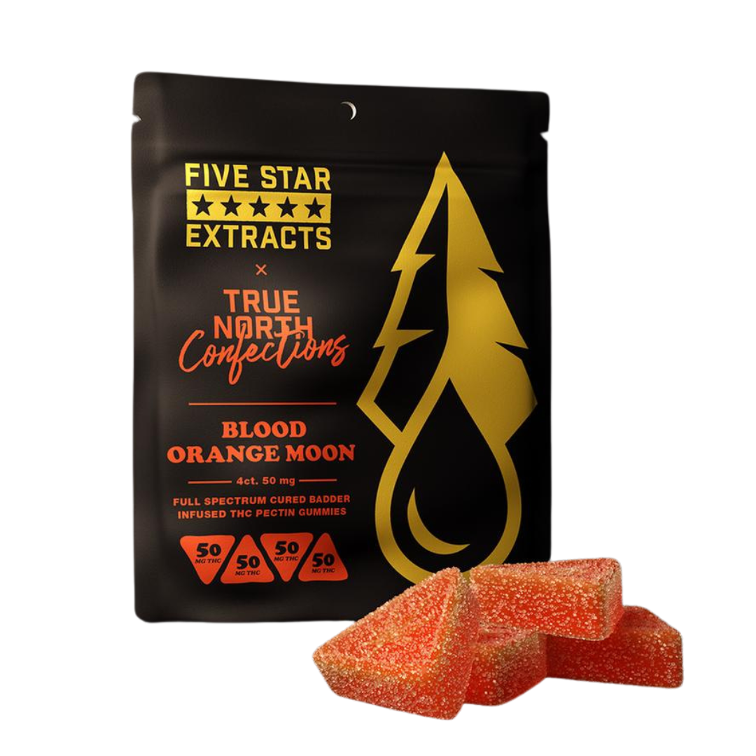Photograph of product: Five Star Extracts | Blood Orange Moon Full Spectrum Gummies | 4x50mg | 200mg