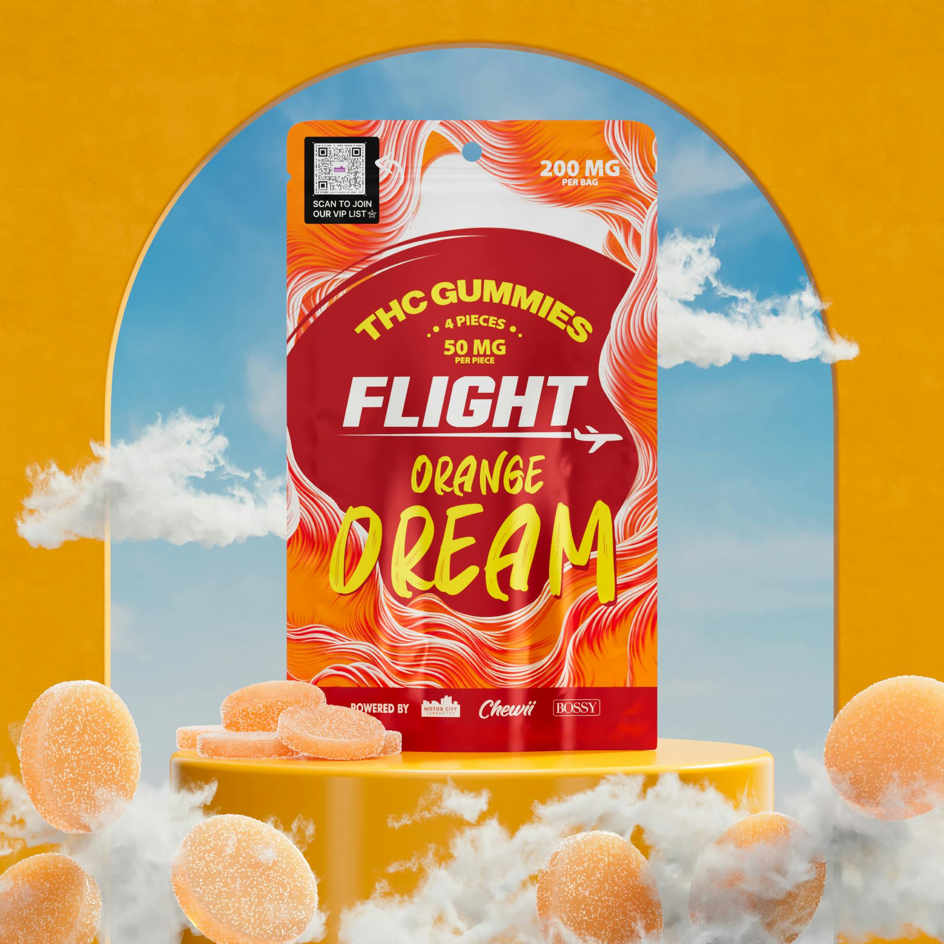 Photograph of product: Flight - 200mg Gummies - Orange Dream