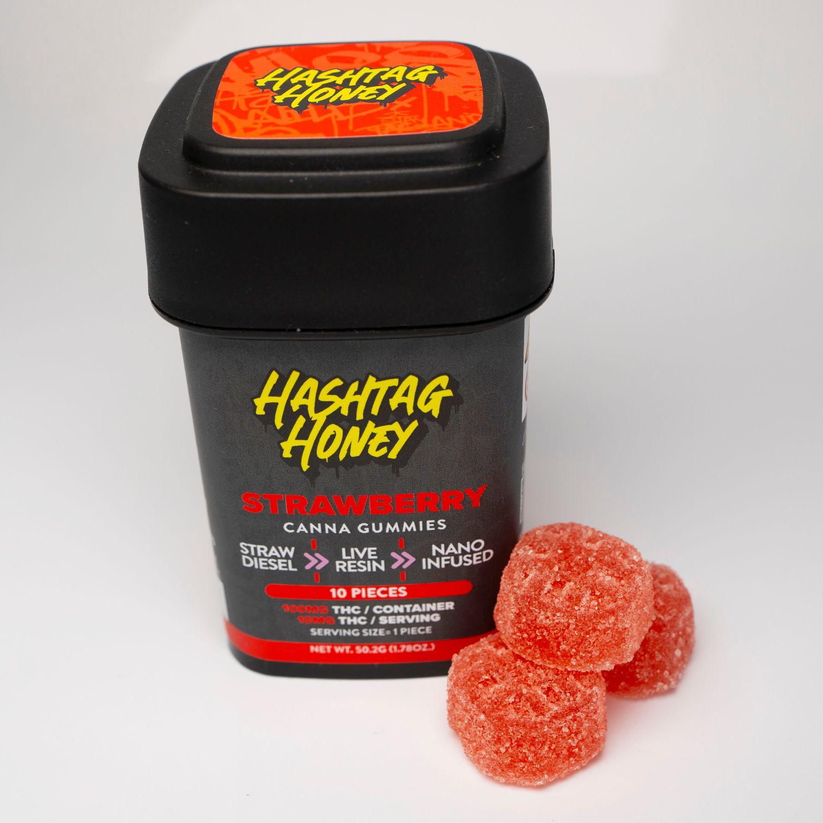 Photograph of product: au chocolattag Honey | Strawberry Live Resin Gummies | 100mg