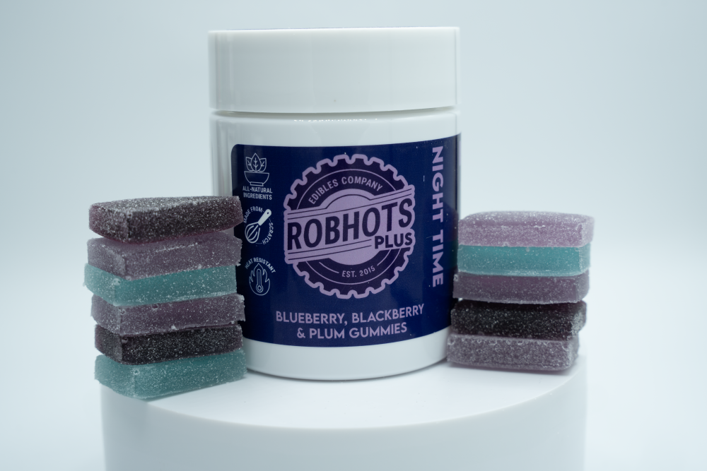 Photograph of Product: ROBHOTS Plus Gummies | REC | Night Time (THC, CBN, Melatonin) [10 Pieces]