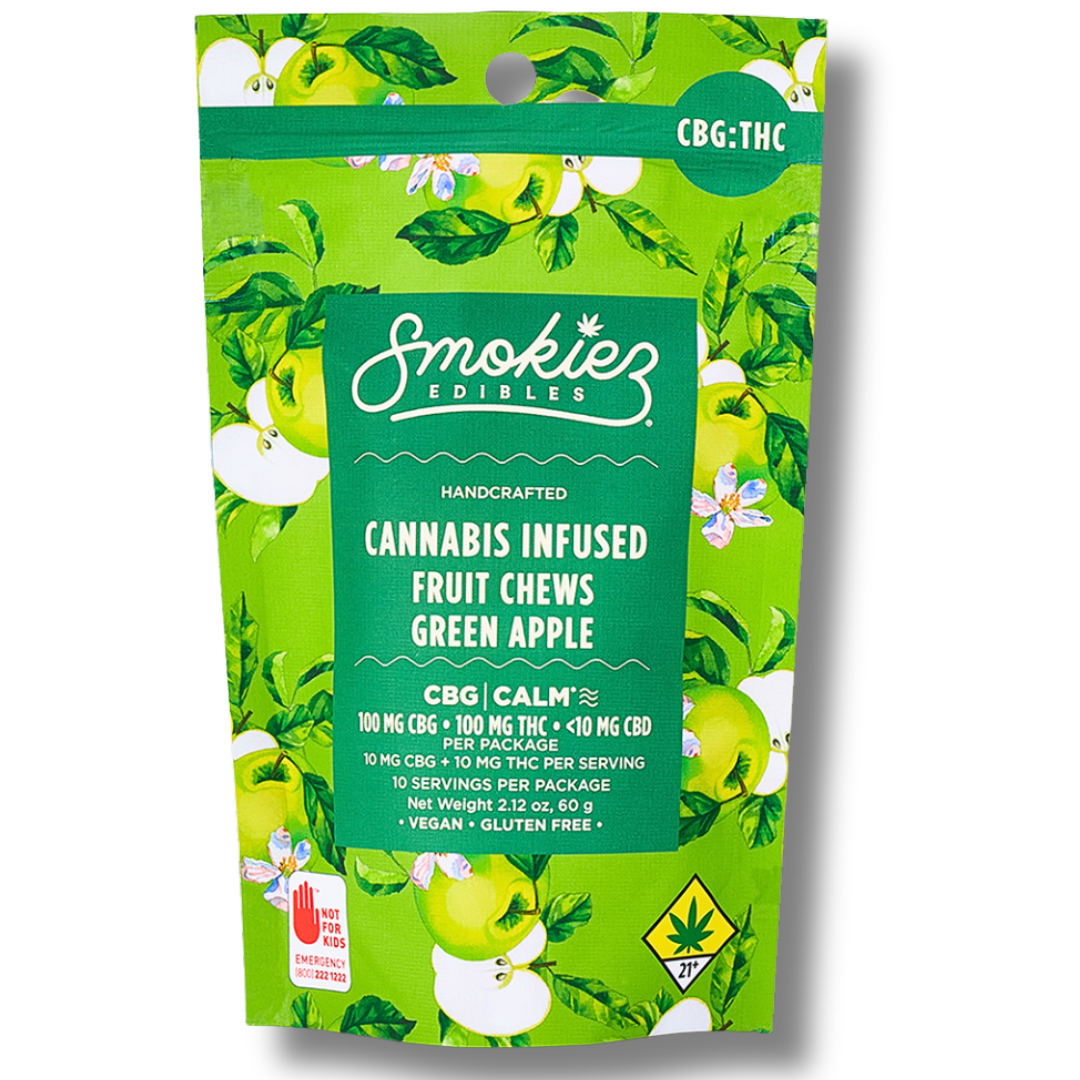 Photograph of product: Green Apple 1:1 CBG:TH-oui 10pk (Smokiez)
