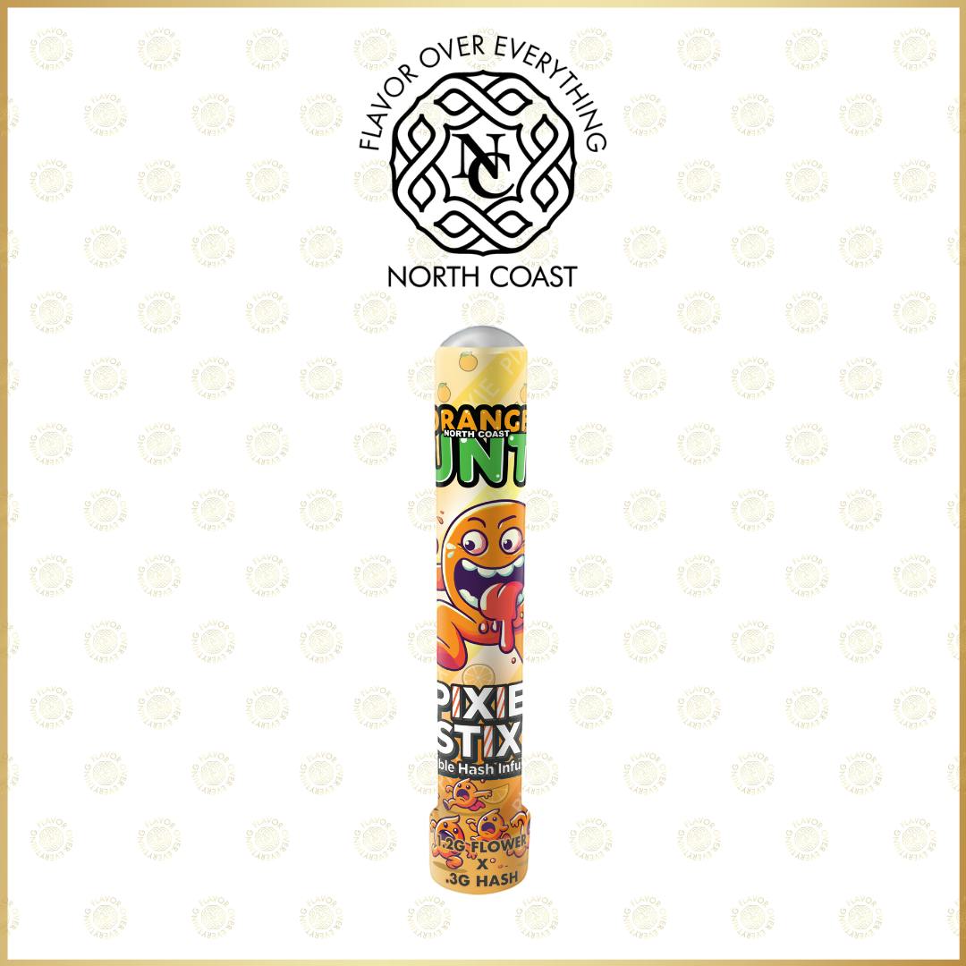 Photograph of product: North Coast x Adams Family- Orange Runtz Pixie Stixx Bubble au chocolat Preroll