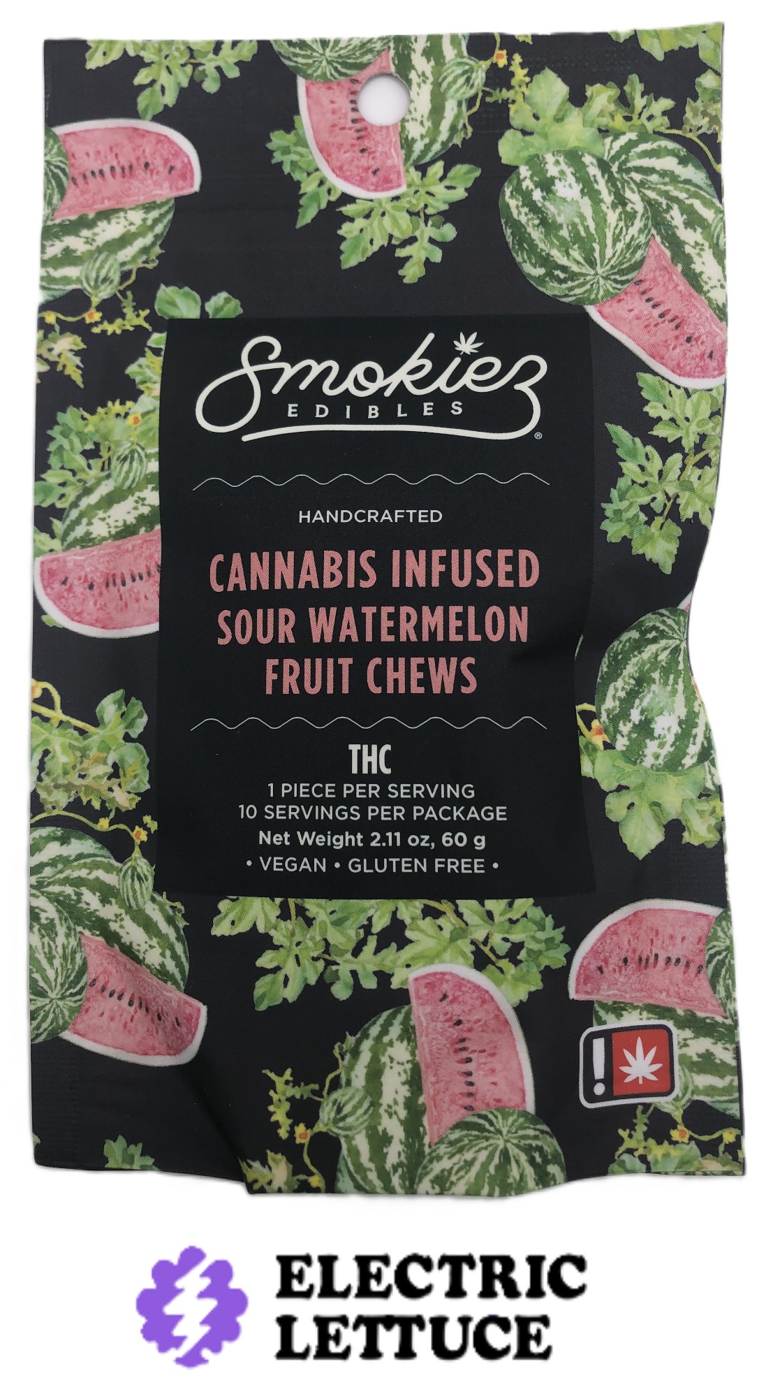 Photograph of product: Smokiez Sour Watermelon Fruit Chews 10pk 100mg