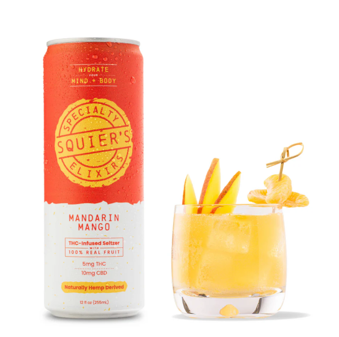 Photograph of product: Squier's - Mandarin Mango Seltzer 5mg TH-oui + 10mg CBD