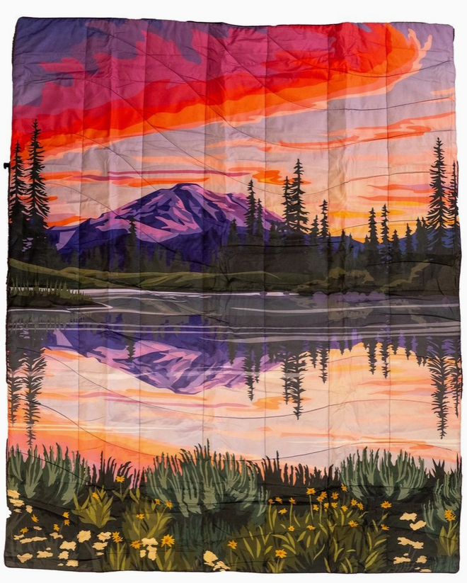 Photograph of product: Montana Scene - 50" x 60" - Puffy Outdoor Blanket - Summer Glow