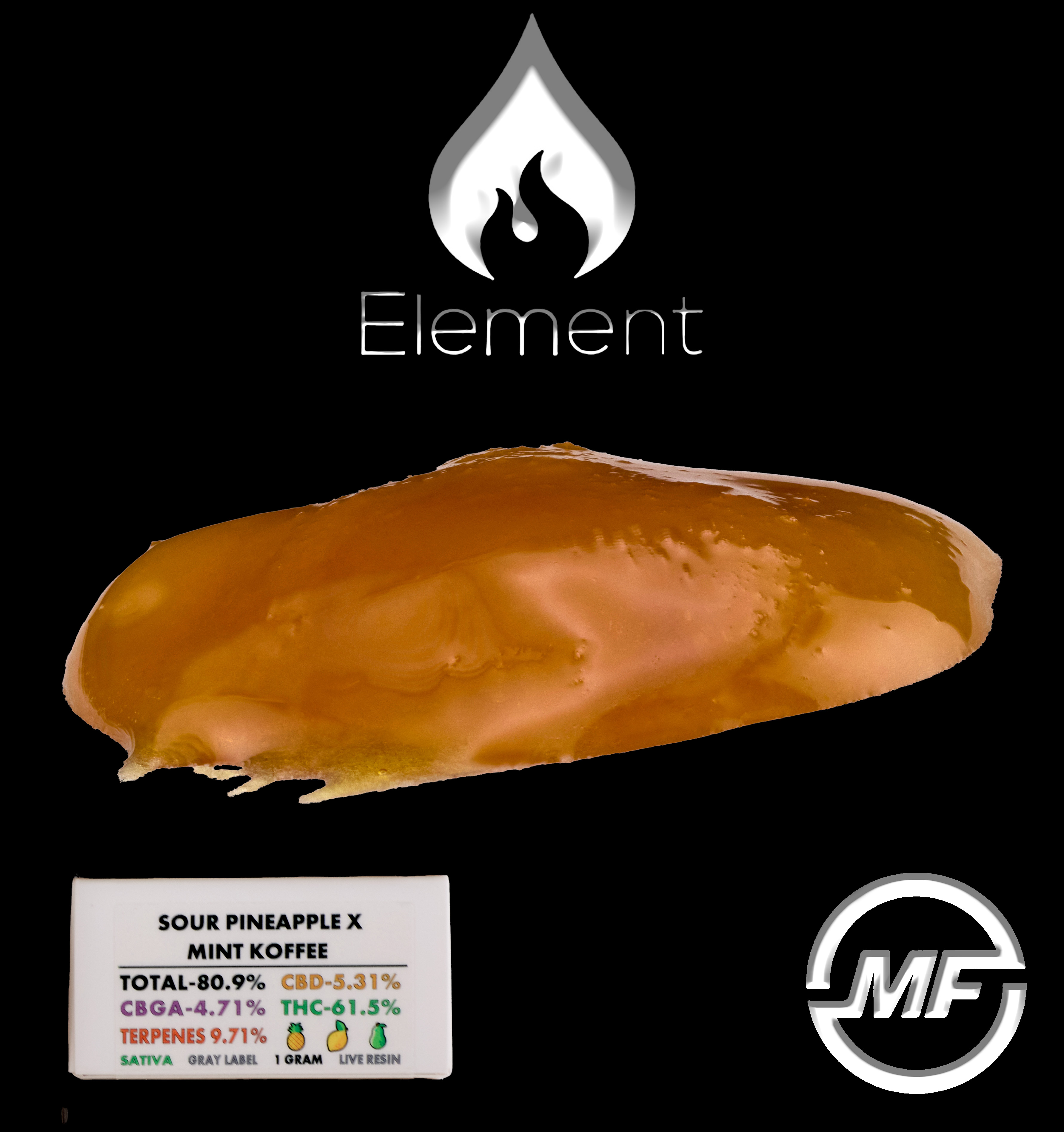 Photograph of product: Element | Sour Pineapple x Mint Koffee | Live Resin | 1g