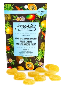 Photograph of product: Sour Tropical TH-oui:CBD Fruit Chews, 10-Pack