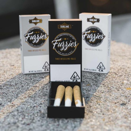 Photograph of product: D. Fuzzies .8g x 3pk Distillate Infused Pre Rolls - OG Kush (I) - 