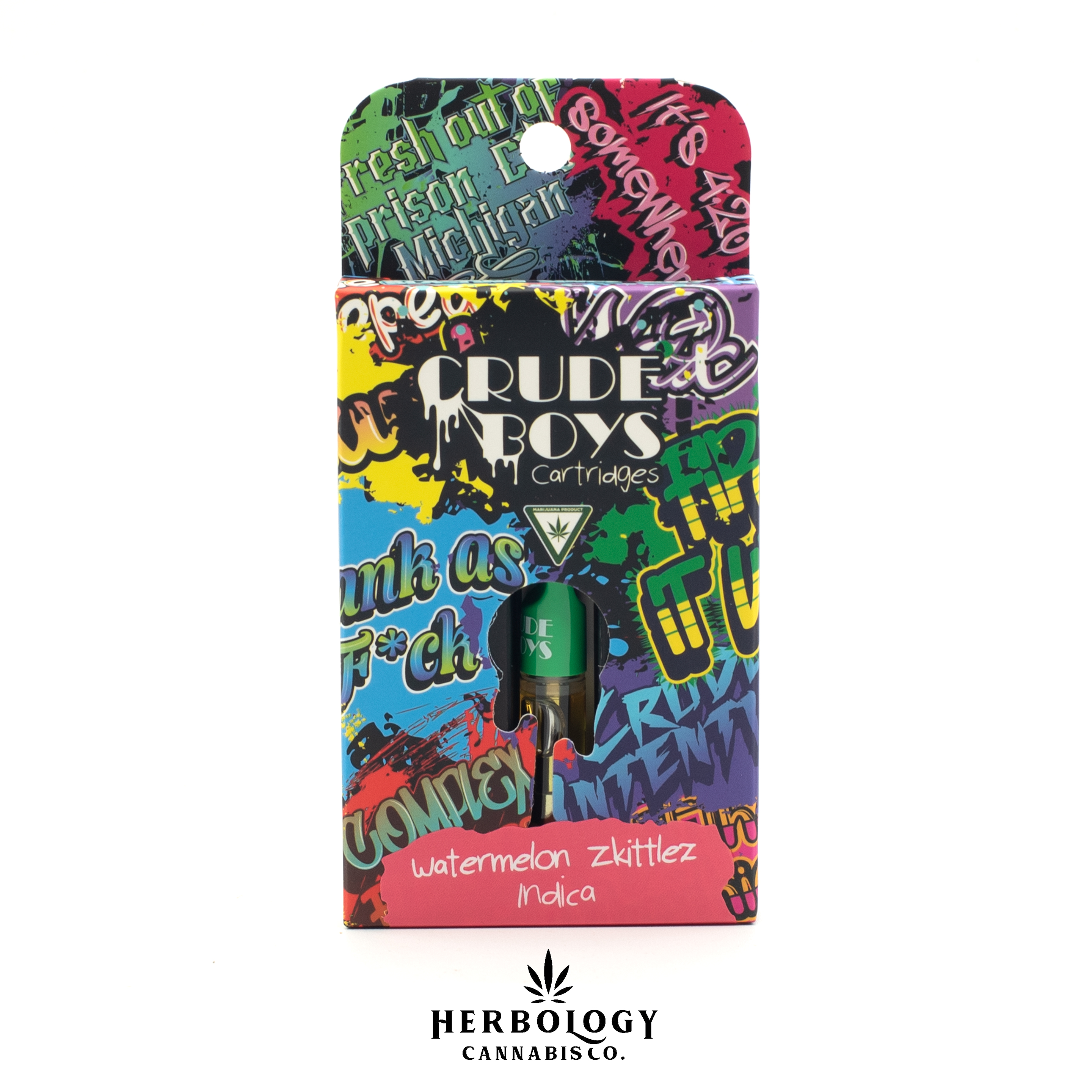 Photograph of product: Crude Boys | Distillate 510 Cart | Watermelon Zkittlez | 1g