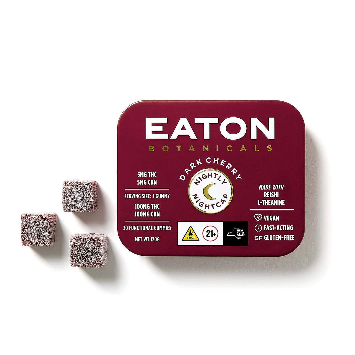 Photograph of product: Eaton | Gummies 20 Pack | Nightcap | Dark Cherry | 100mg