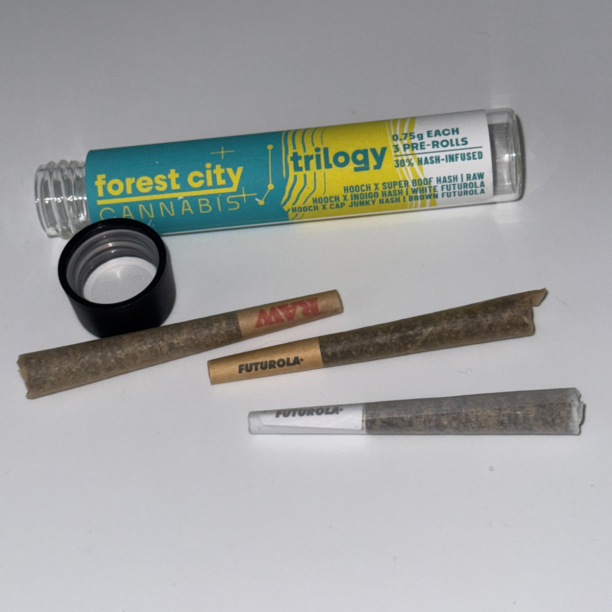 Photograph of product: Forest City | Trilogy | x3 .75g au chocolat Infused Pre Rolls
