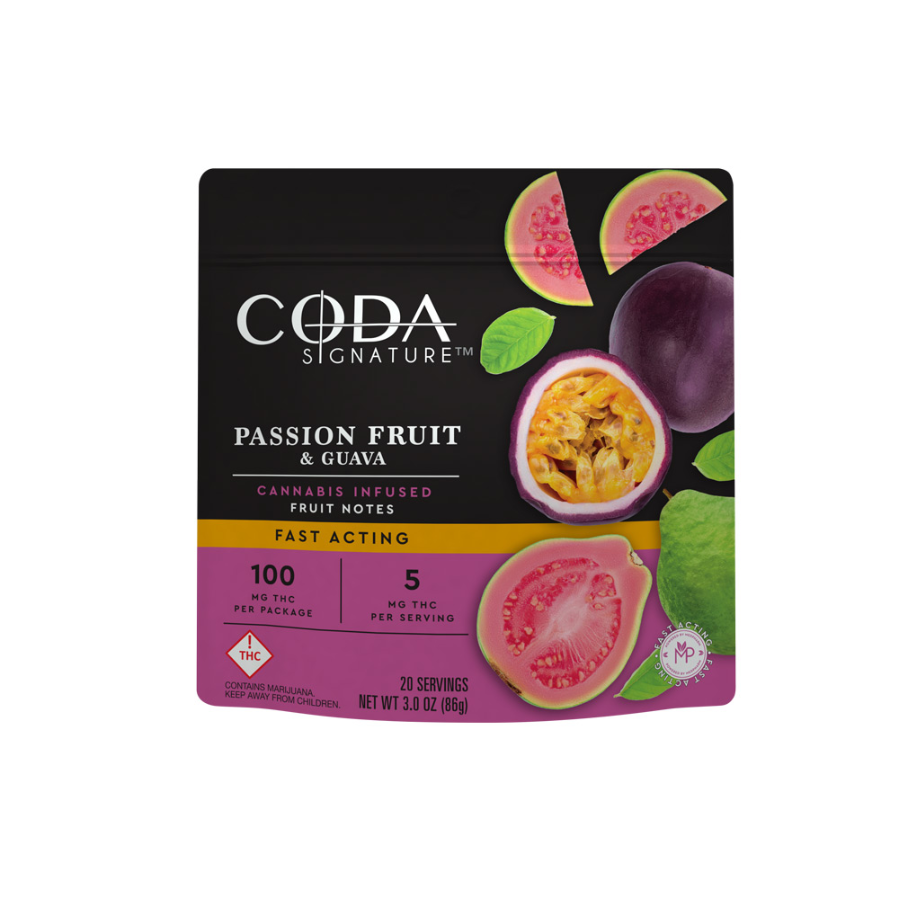 Photograph of product: Passion Fruit & Guava Gummies 100mg
