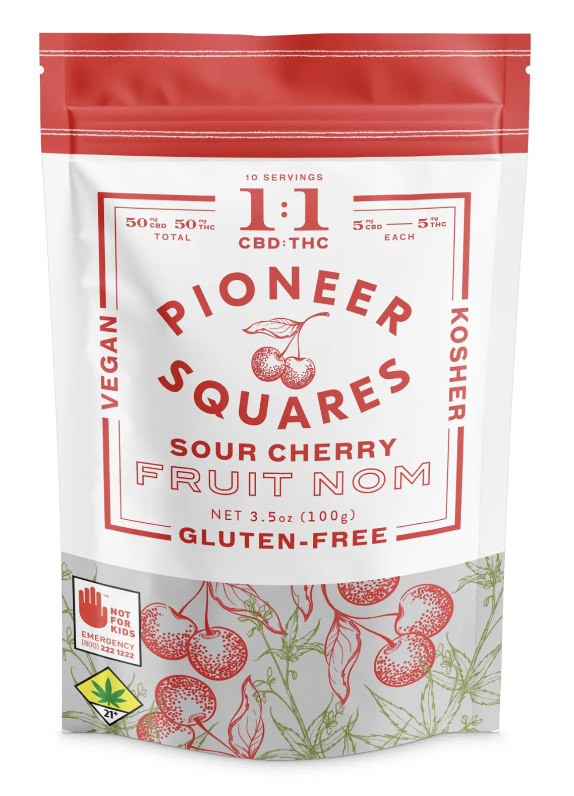 Photograph of product: Sour Cherry TH-oui:CBD Fruit Noms, 10-Pack