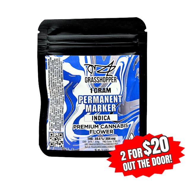 Photograph of product: Grasshopper - Premium Flower - Permanent Marker - 1g - 