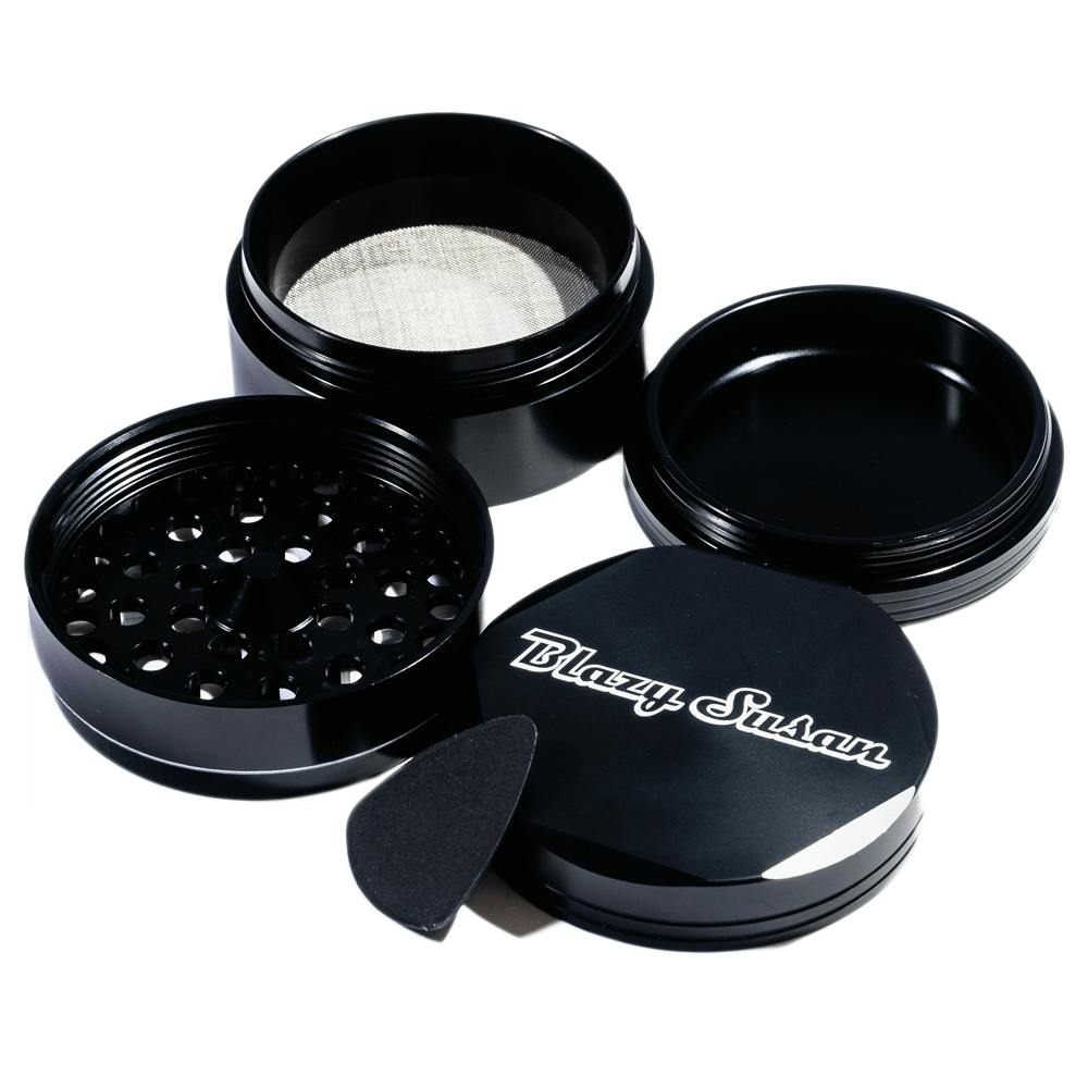 Photograph of product: Blazy Susan I 4 pc. 2.5" Black Aluminum Grinder
