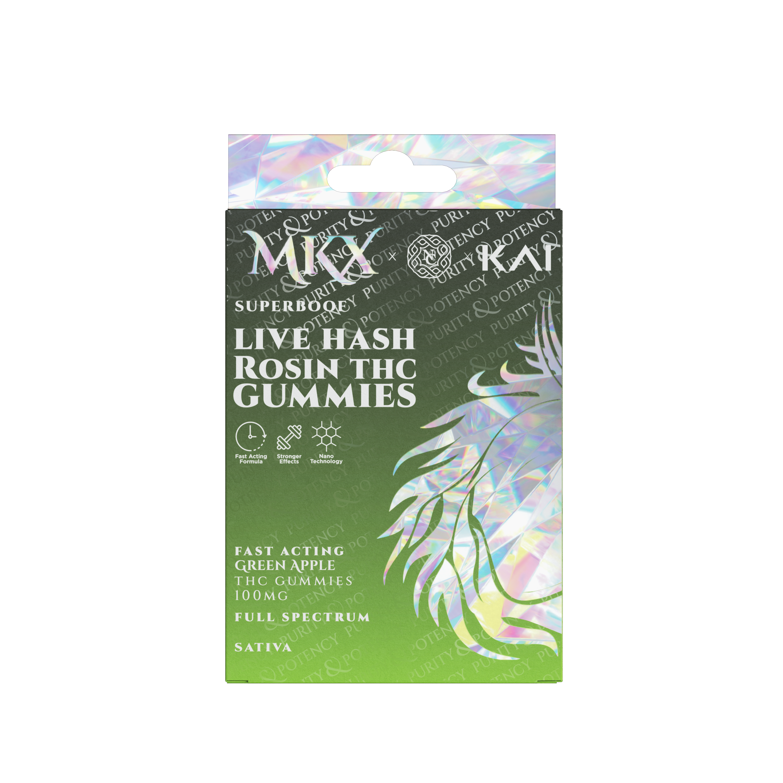 Photograph of product: Super Boof Green Apple Live au chocolat Rosin Gummies