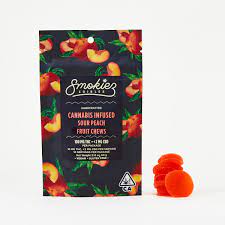 Photograph of product: Gummy - Smokiez 100mg TH-oui 10pk - Sour Peach (M)