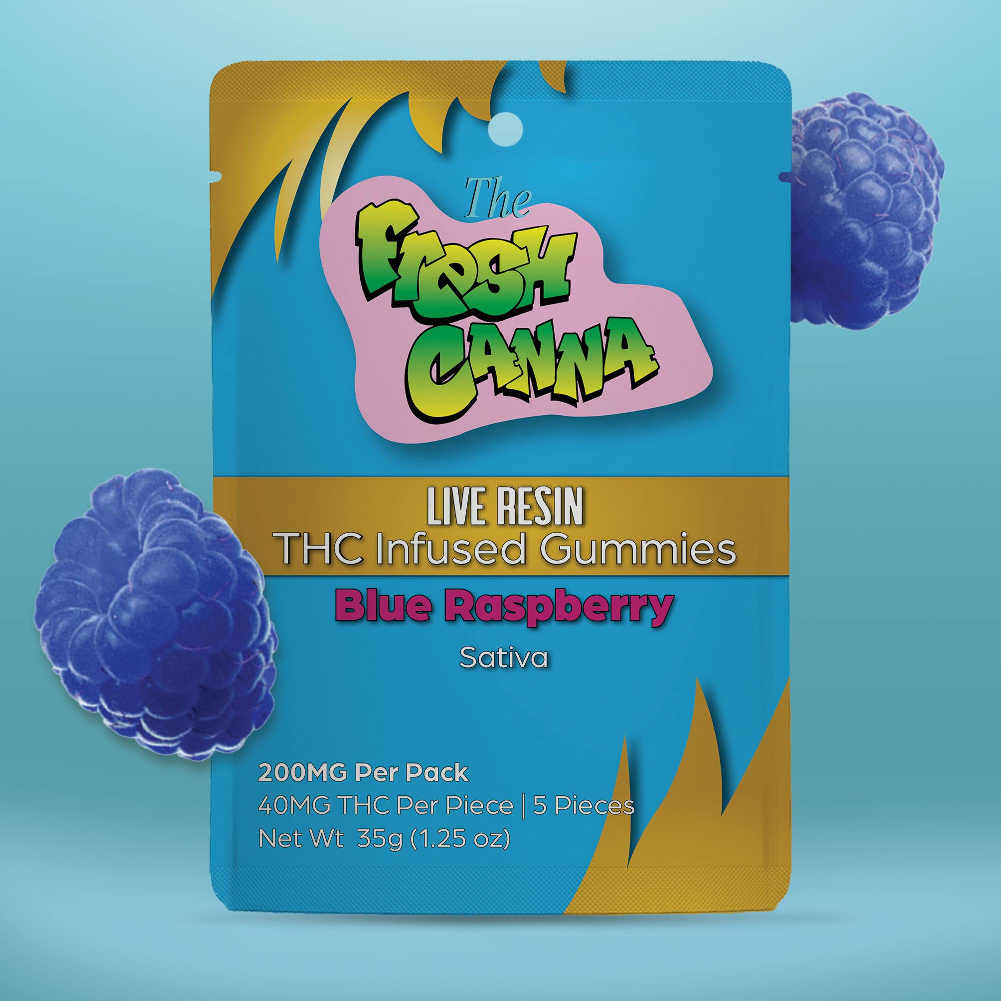 Photograph of product: Fresh Canna | 200mg Live Resin Gummies | Blue Raspberry