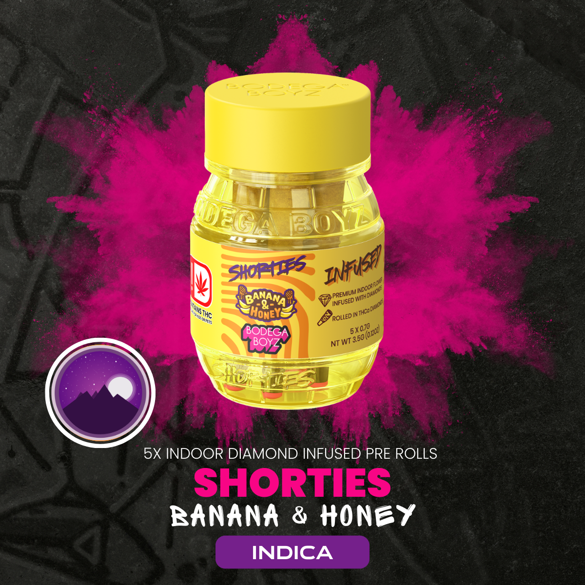 Photograph of Product: Bodega Boyz- Infused Pre-Roll-5 Pack-Shortiez-Banana & Honey