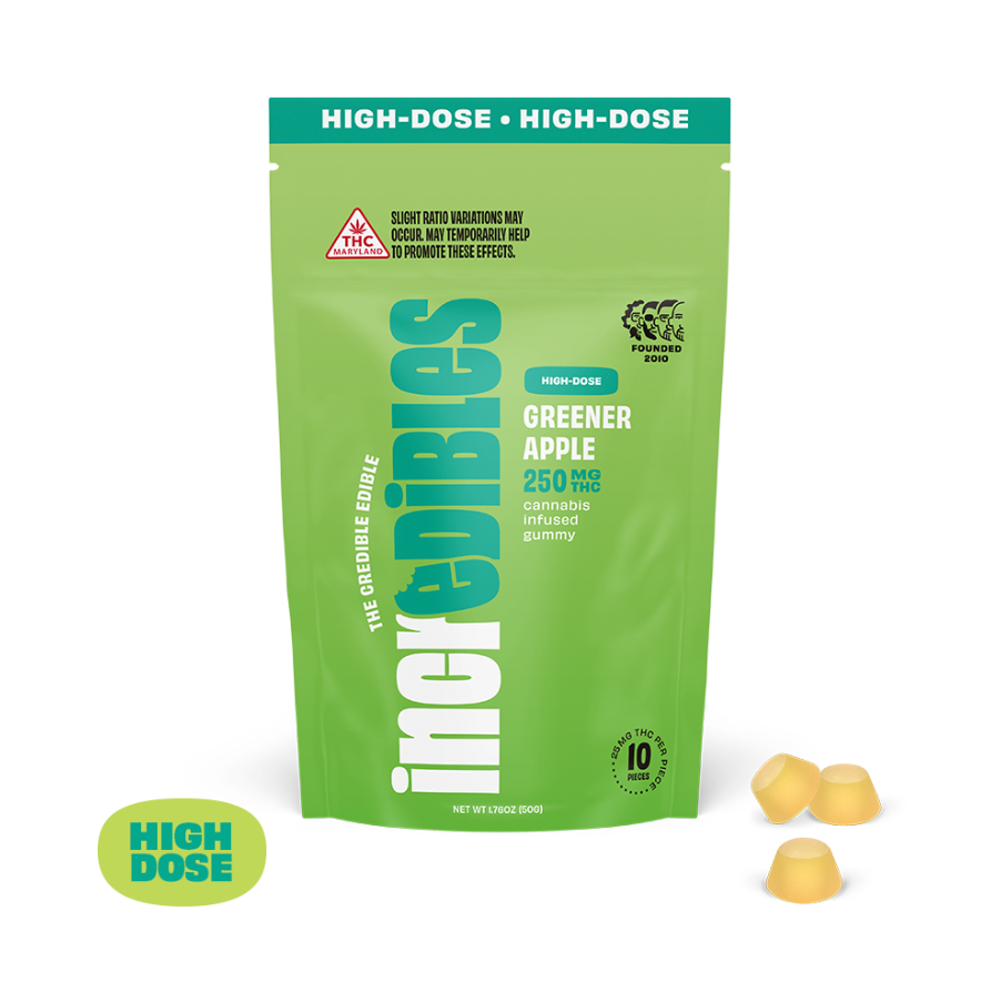 Photograph of product: Greener Apple High Dose 25mg x 10ct