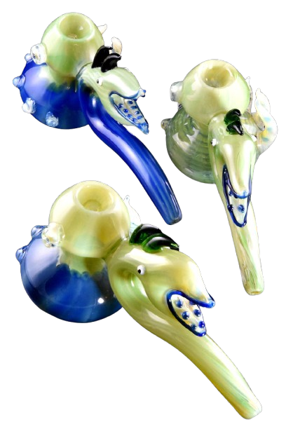 Photograph of product: CRCL | 8" Large Thick Color Changing Silver Fumed Spiky Monster Glass Hammer Bubbler (B1237)
