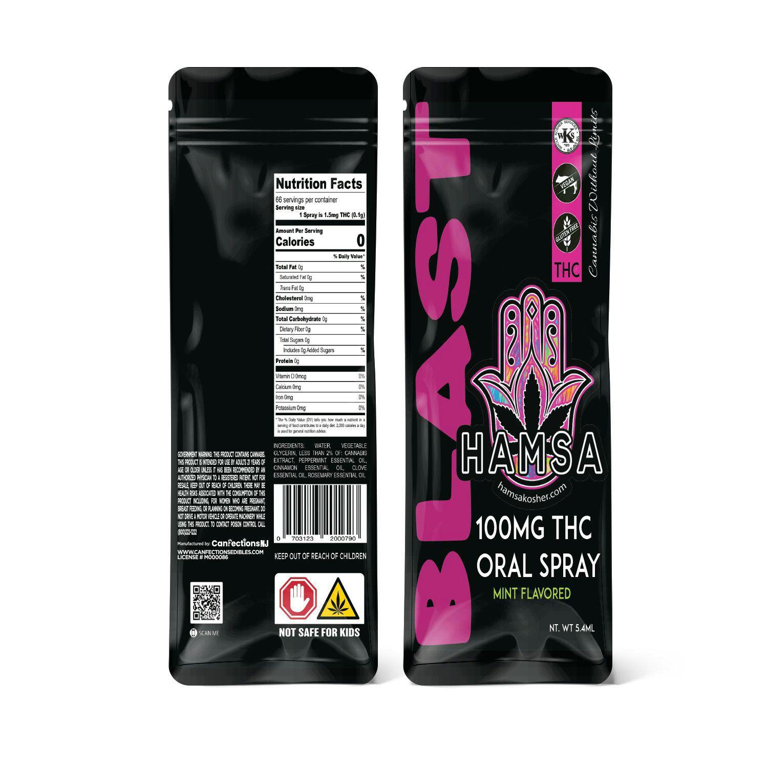 Photograph of product: Hamsa Blast 100MG TH-oui Spray