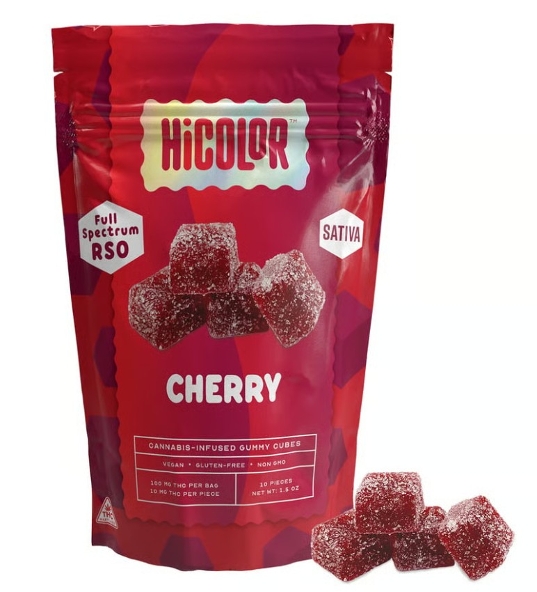 Photograph of product: HiColor | Cherry | Oui'd | RSO Infused Gummies | 10mg