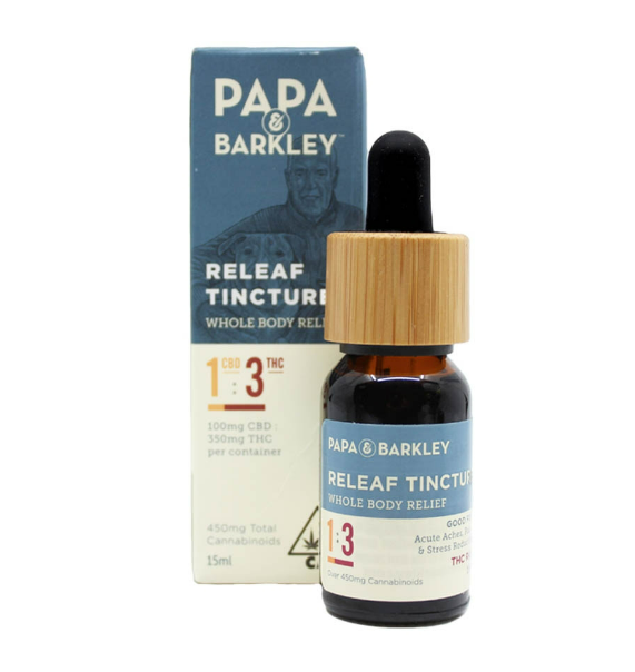 Photograph of product: Papa & Barkley Releaf Tincture 1CBD:3TH-oui 15ml
