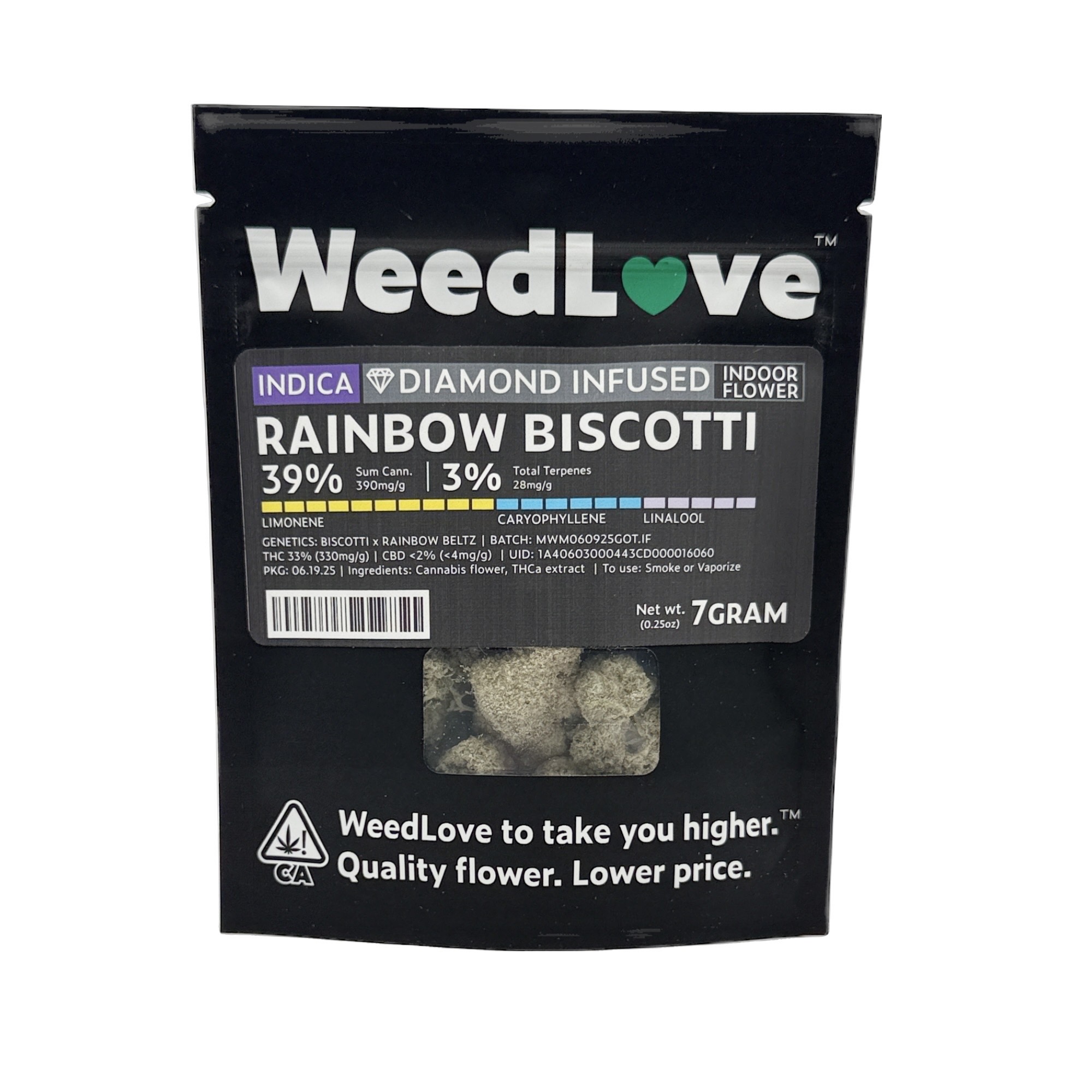 Photograph of product: RAINBOW BISCOTTI INFUSED QUARTER OUNCE