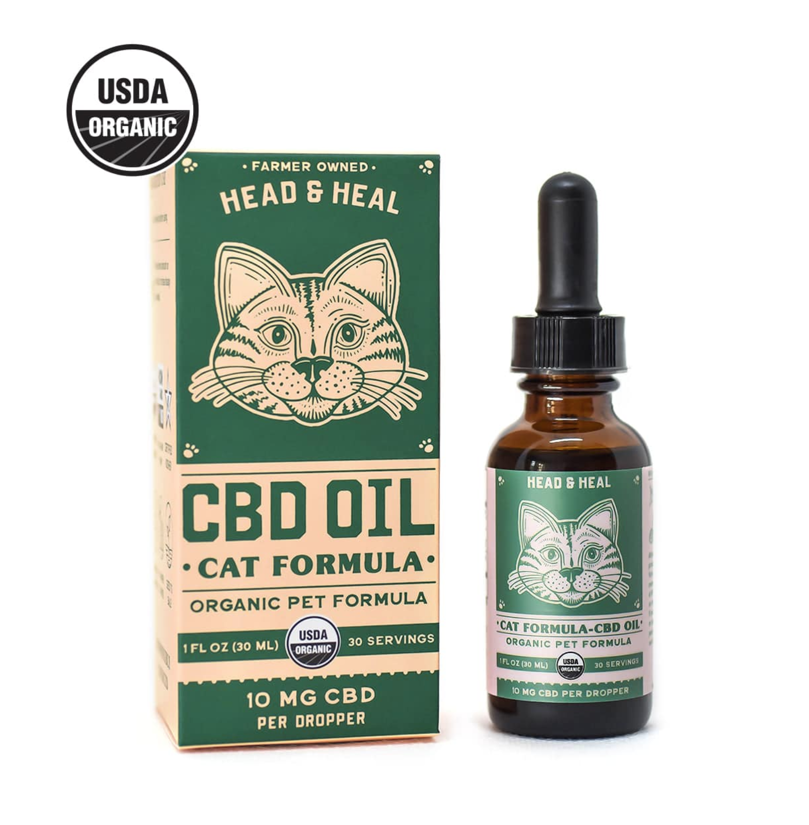 Photograph of product: Head & Heal | Cat CBD Tincture (pet) | Unflavored | 300mg CBD