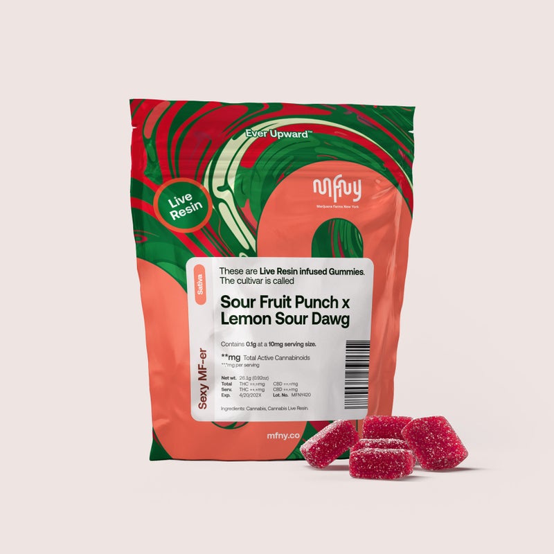 Photograph of product: Sour Fruit Punch x Lemon Sour Dawg Live Resin Gummies | 10 pk