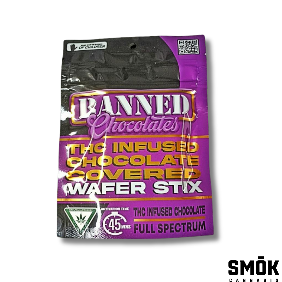 Photograph of product: Banned Chocolates Vanilla Wafer Stix 200mg