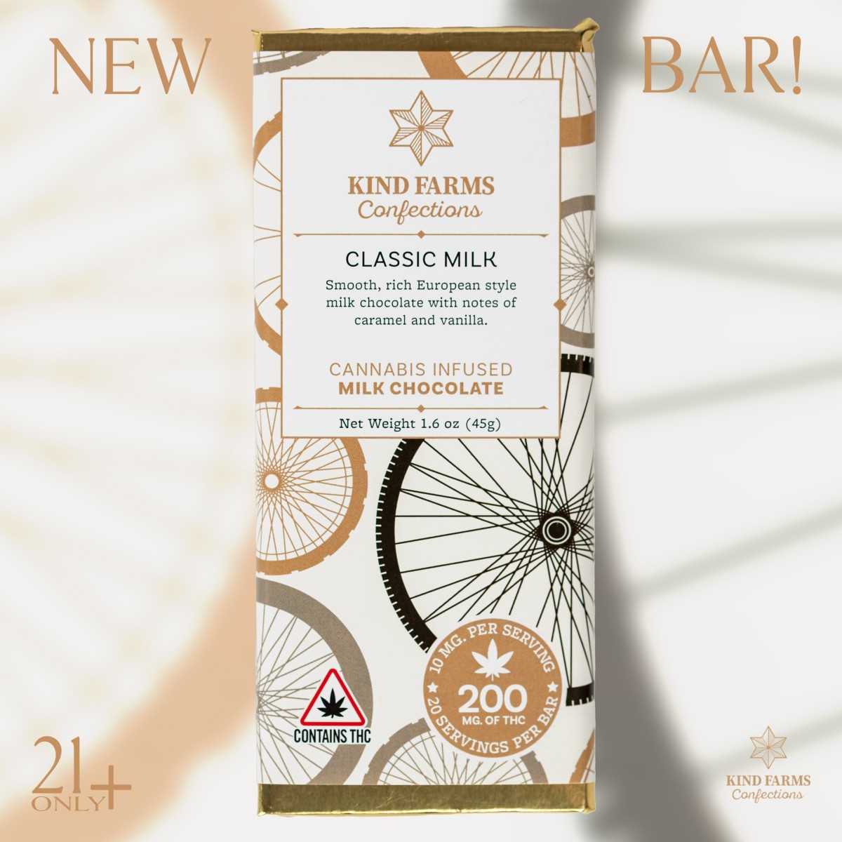 Photograph of product: Kind Farms Confections - Classic Milk Chocolate Bar (200MG)
