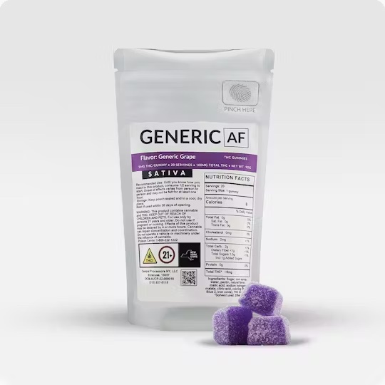 Photograph of product: Generic AF | Grape Gummies | 5mg 20pk