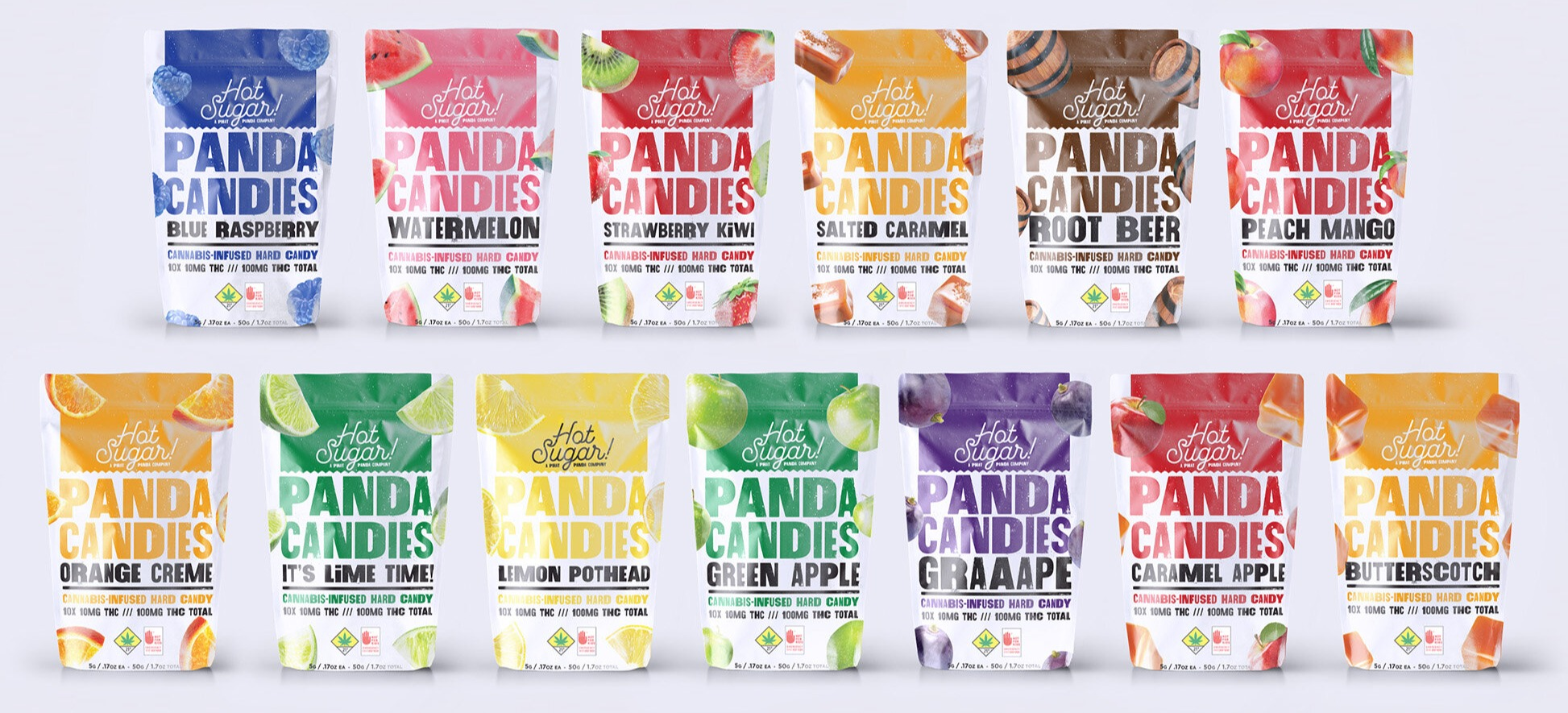 Photograph of product: (DOHC) (PP) Panda Candies 10pk 100mg Sour Lemon Pothead (H)