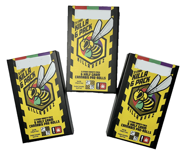Photograph of product: Killa Beez - Variety 6pk. - Spritzer/Twinkly Bits/Grapes Gas