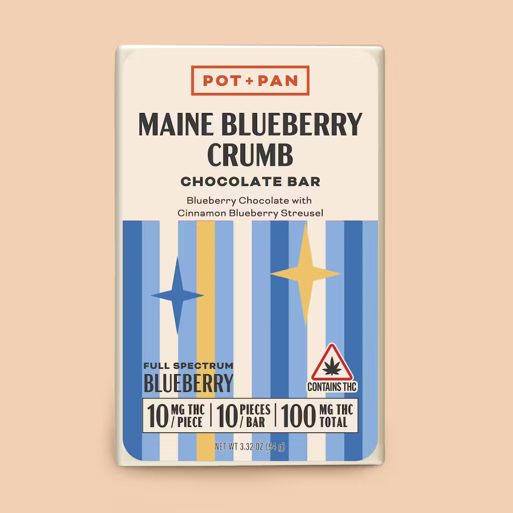 Photograph of Product: Pot+Pan - Maine Blueberry Crumble - Chocolate Bar - 100mg