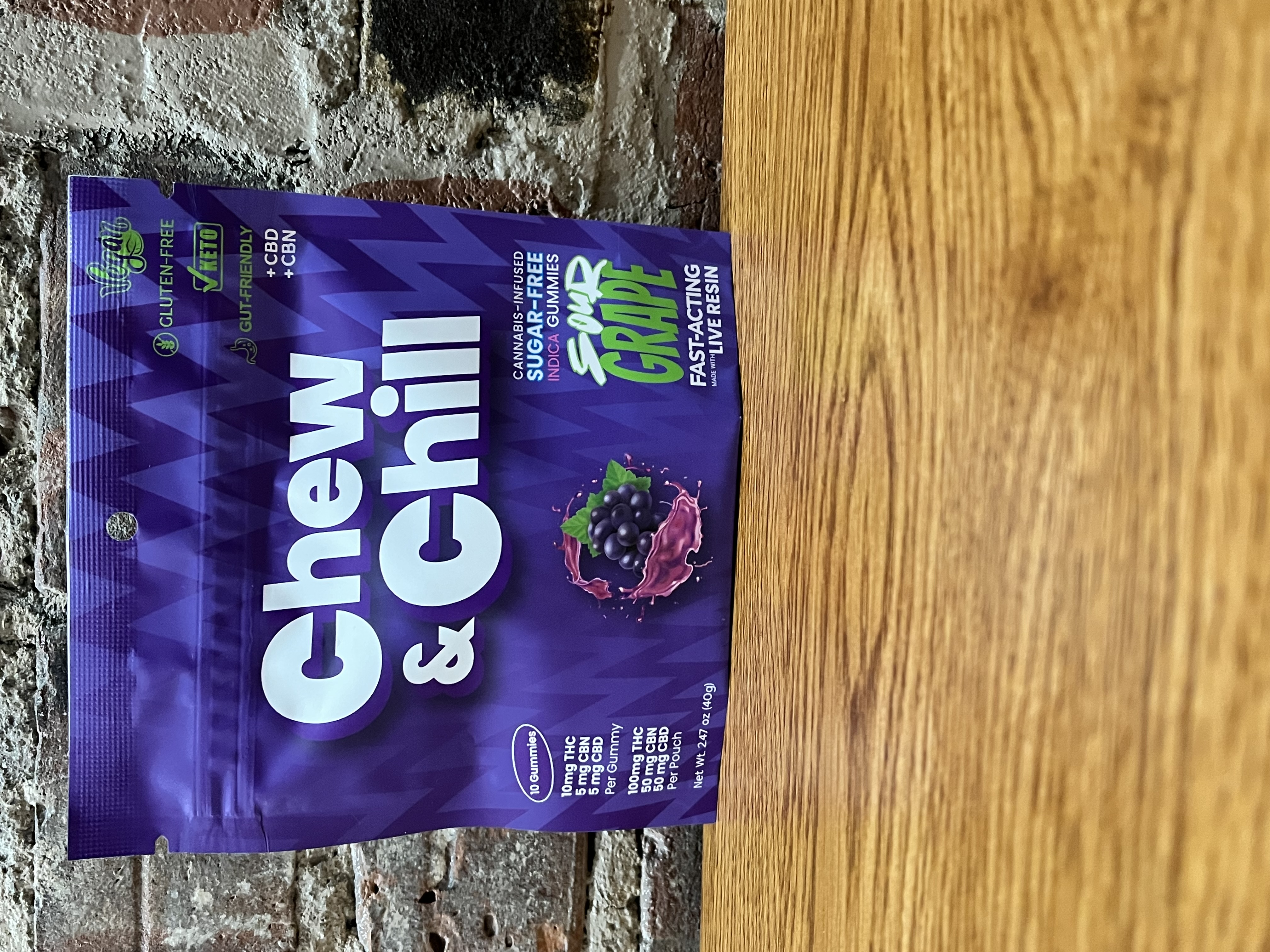 Photograph of product: CHEW & CHILL - SOUR GRAPE GUMMIES - 100MG