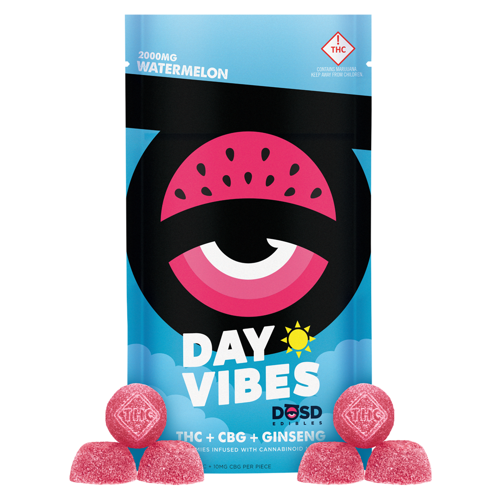 Photograph of product: DOSD Day Vibes Gummies | 2,000mg TH-oui : 200mg CBG | Watermelon