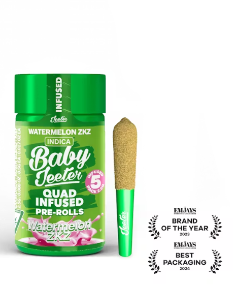 Photograph of product: Baby Jeeter - Watermelon ZKZ Quad Infused Pre-Roll 5pk - 2.5g