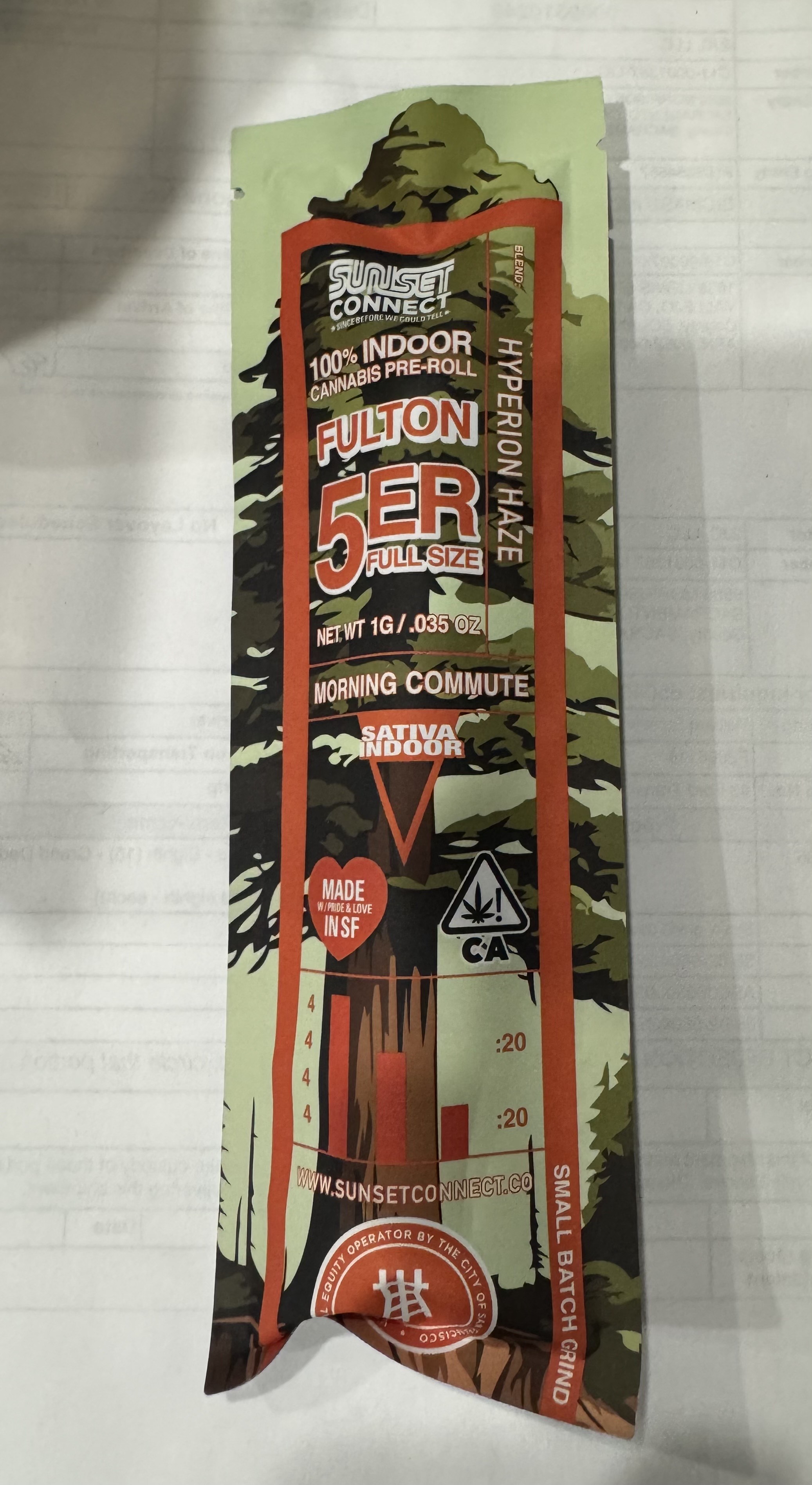 Photograph of product: HYPERION HAZE 1G PREROLL - 1 G