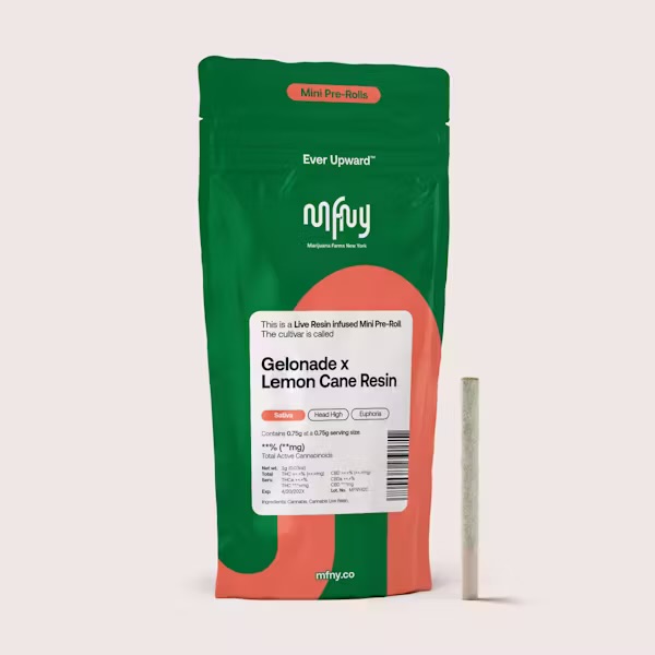 Photograph of product: MFNY - Pre Roll Live Resin Infused - Gelonade x Lemon Cane - .75g
