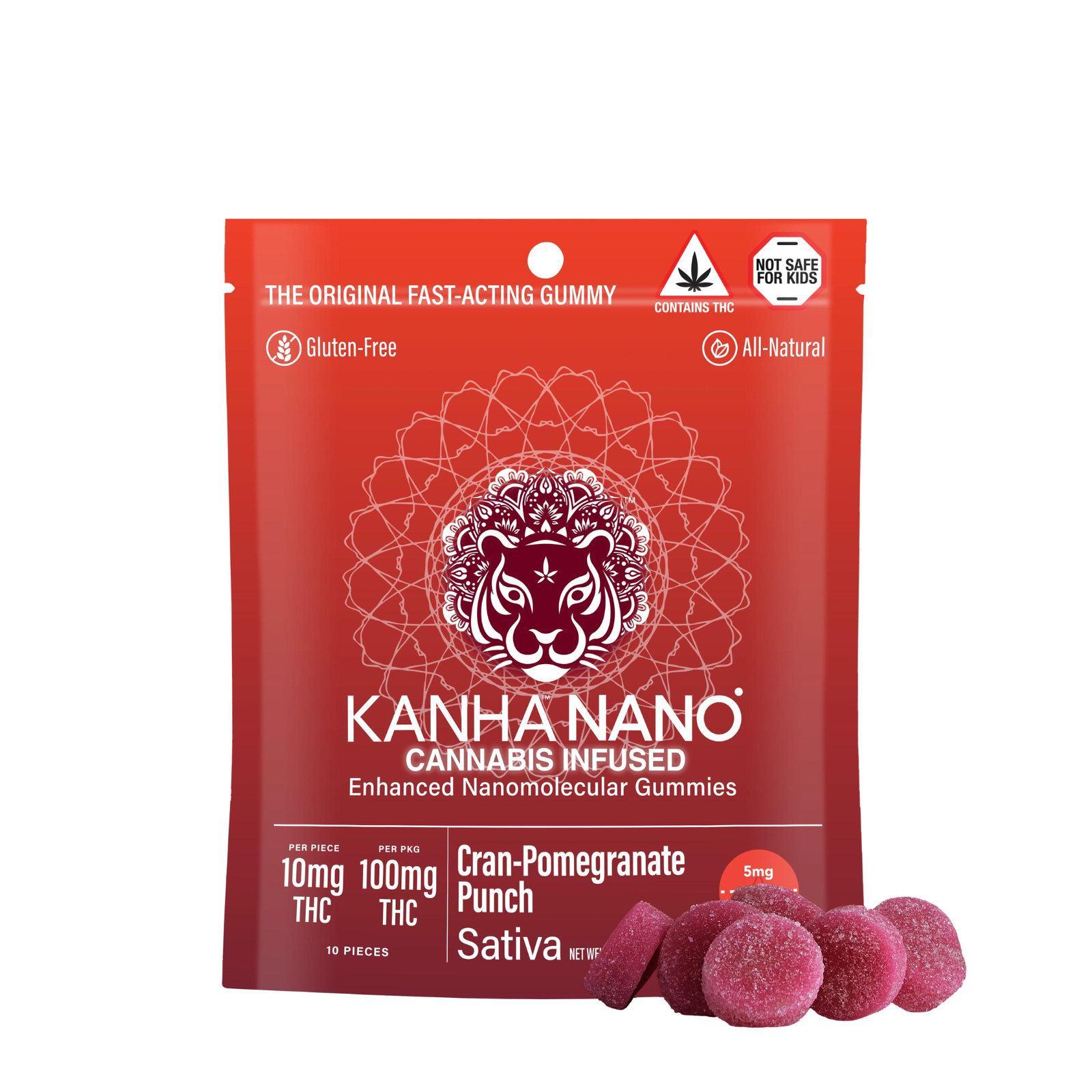 Photograph of product: 100mg 10pk Gummies | Sativa Cran- Pomegranate | Kanha